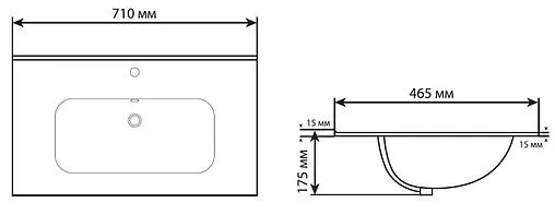 Раковина Aquanet Flat 70 черный матовый 00329254