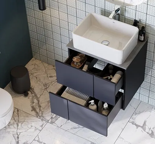 Тумба-умывальник подвесная Roca Luna 60 синий ZRU9307766+ZRU9307770+32700B000