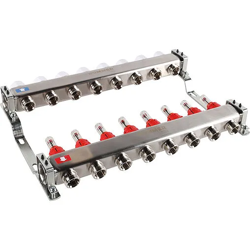 Группа коллекторная с расходомерами 8 отводов 1&quot;в/в x ¾&quot;ек Rommer RMS-1200-000008