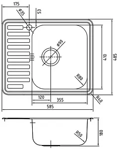 Мойка кухонная IDDIS Strit 58.5 R хром STR58SRi77K Мойка кухонная IDDIS Strit 58.5 R хром STR58SRi77K, 2