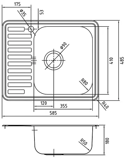 Мойка кухонная IDDIS Strit 58.5 R хром STR58SRi77K