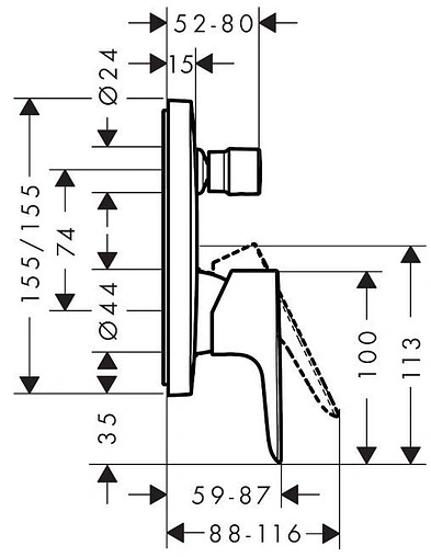 Смеситель для ванны скрытого монтажа Hansgrohe Talis E белый матовый 71745700