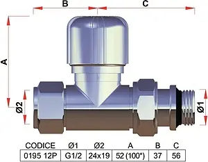 Вентиль терморегулирующий прямой M24x19 x ½"н LadyFAR белый/серебро FL 0195 12P Вентиль терморегулирующий прямой M24x19 x ½"н LadyFAR белый/серебро FL 0195 12P, 2