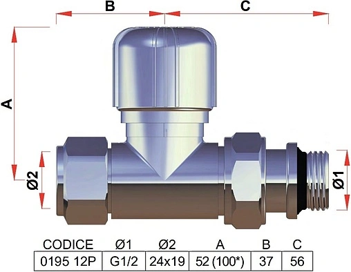 Вентиль терморегулирующий прямой M24x19 x ½&quot;н LadyFAR белый/серебро FL 0195 12P