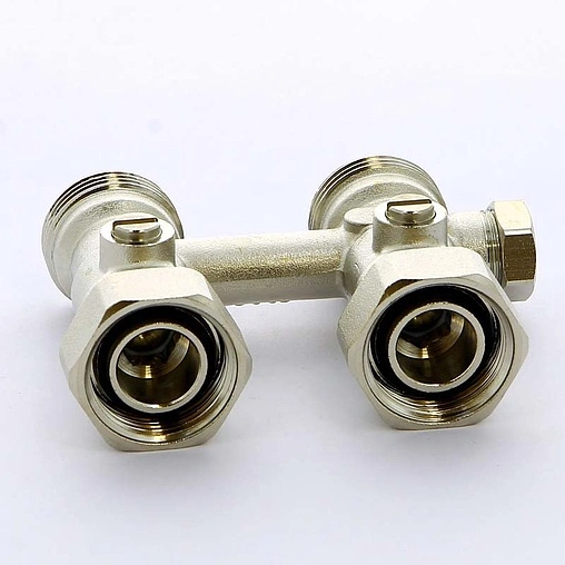 Узел нижнего подключения радиатора перекрестный угловой 3/4"ек x 3/4"нг (1/2"н)