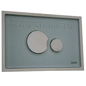 Клавиша смыва для унитаза Sanit SG706 16.719.81..0000 кнопки/хром глянцевый, панель/стекло мята, 1