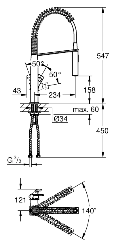 Смеситель для кухни Grohe Eurocube хром 31395000