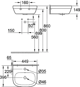 Раковина Grohe Euro Ceramic 45 белый 3932400H, 2