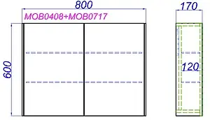 Шкаф-зеркало Aqwella Mobi 80 бетон светлый MOB0408+MOB0717BS Шкаф-зеркало Aqwella Mobi 80 бетон светлый MOB0408+MOB0717BS, 2