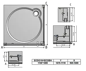 Душевое ограждение 1100x1000мм прозрачное стекло Roltechnik Exclusive Line ECDO1N+ECDBN/1100*1000 562-1100000-00-02+563-1000000-00-02 Душевое ограждение 1100x1000мм прозрачное стекло Roltechnik Exclusive Line ECDO1N+ECDBN/1100*1000 562-1100000-00-02+563-1000000-00-02, 2