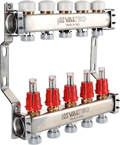 Группа коллекторная с расходомерами 4 отвода 1&quot;в/в x ¾&quot;ек Valtec VTc.584.EMNX.0604