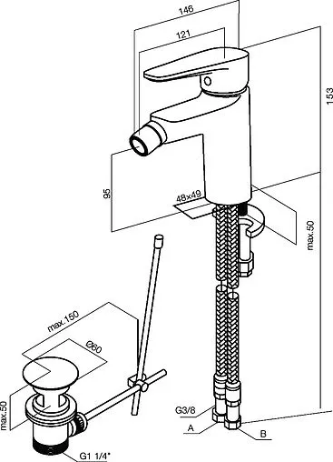 Смеситель для биде Am.Pm Inspire хром F5083100 Смеситель для биде Am.Pm Inspire хром F5083100