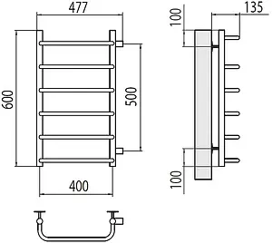 Полотенцесушитель водяной лесенка Terminus Стандарт П6 400х600 бп500 полированная сталь 4670078530325, 2