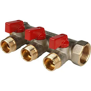 Коллектор запорный проходной 3 отвода красный ¾"в/н x ½"н Stout SMB 6200 341203 Коллектор запорный проходной 3 отвода красный ¾"в/н x ½"н Stout SMB 6200 341203, 1