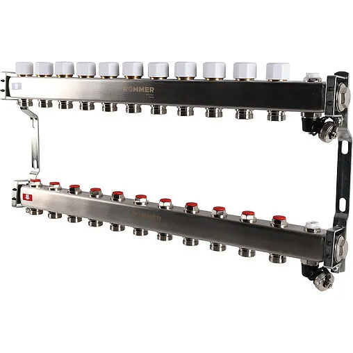 Группа коллекторная без расходомеров 11 отводов 1&quot;в/в x ¾&quot;ек Rommer RMS-3201-000011