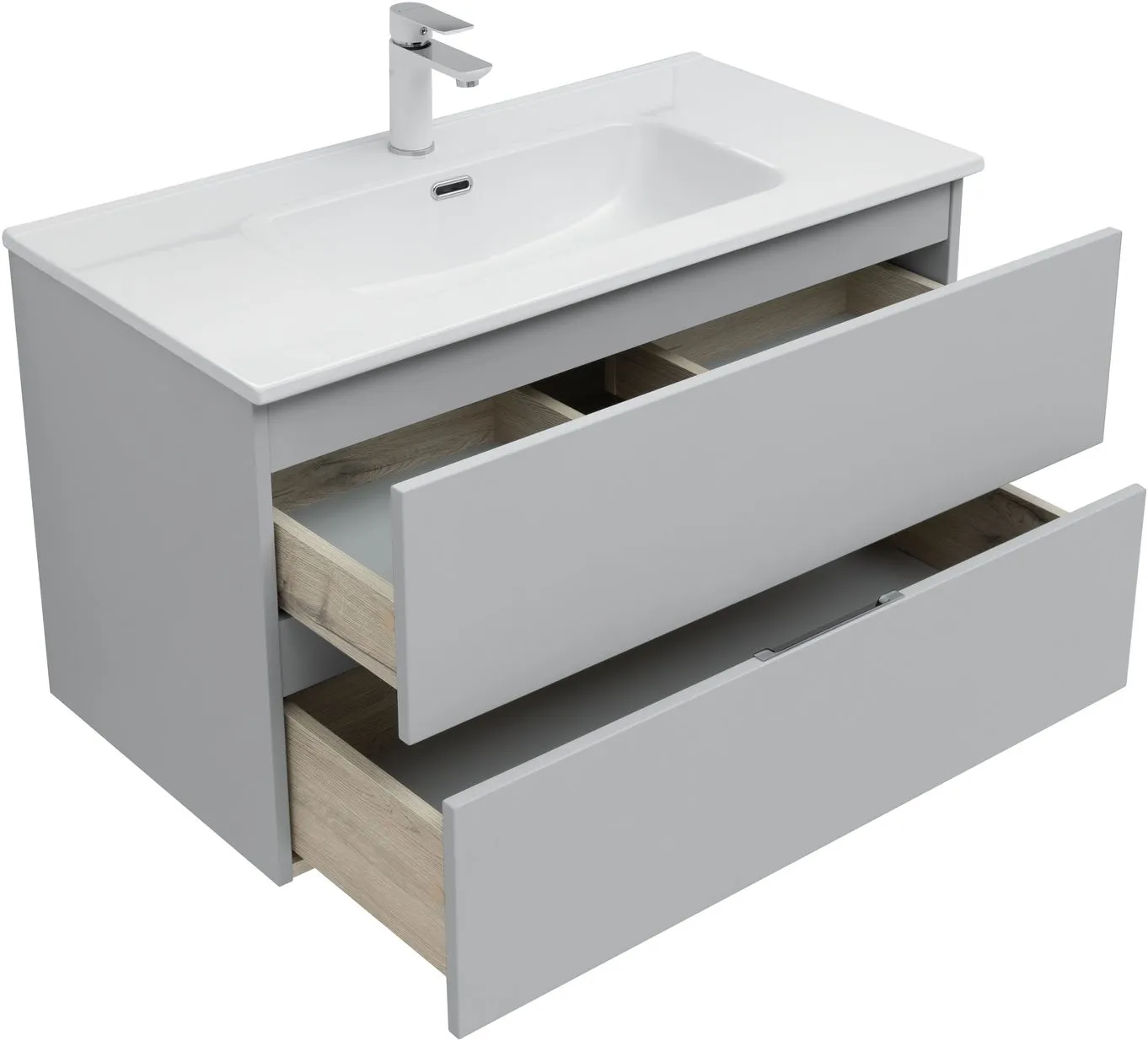 Тумба-умывальник подвесная Aquanet Алвита New 90 серый 00303922+00284029