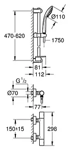 Душевая стойка с термостатом Grohe Grohtherm 1000 Cosmopolitan хром 34286002, 2