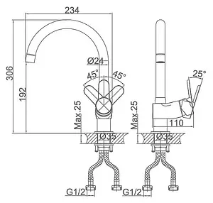 Смеситель для кухни D&K Marx Rhein хром DA1392401, 2