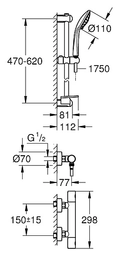 Душевая стойка с термостатом Grohe Grohtherm 1000 Cosmopolitan хром 34286002