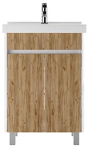 Тумба-умывальник напольный Домино Uno 60 дуб вотан/белый DU1506T+WB.FN/Fest/60-C/WHT.G/S1, 3