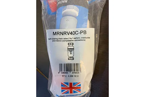 Клапан самозакрывающийся сливной (сухой сифон) Mc Alpine MRNRV40C-PB