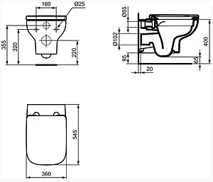 Унитаз подвесной безободковый Ideal Standard I.Life A RimLS+ белый T471701, 2