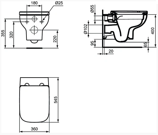 Унитаз подвесной безободковый Ideal Standard I.Life A RimLS+ белый T471701
