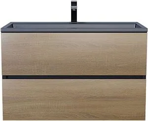 Тумба-умывальник подвесная Uperwood Barsa 70 дуб сонома/чёрный матовый 293020548, 1