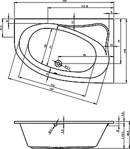 Ванна акриловая Riho LYRA 170x110 L B018001005, 3