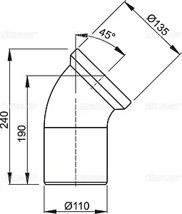 Патрубок для унитаза AlcaPlast 45° A90-45 Патрубок для унитаза AlcaPlast 45° A90-45, 2