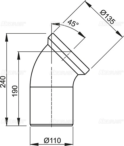 Патрубок для унитаза AlcaPlast 45° A90-45