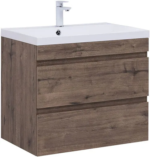 Тумба-умывальник подвесная Aquanet Нота New 75 дуб веллингтон/табак 00334192+00281221