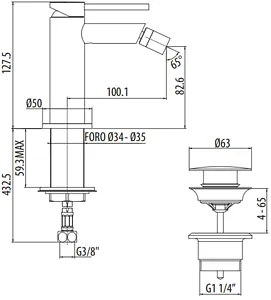 Смеситель для биде Gattoni Circle One чёрный матовый 9050/90NO Смеситель для биде Gattoni Circle One чёрный матовый 9050/90NO, 2