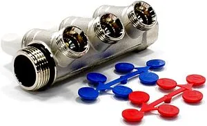 Коллектор запорный проходной 3 отвода 1&quot;в/н x ¾&quot;ек Rehau Rautitan 11316451001, 1