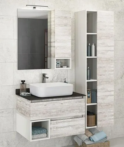 Шкаф-зеркало Comforty Прага 75 R дуб белый 00004144199CF