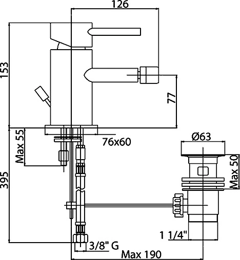 Смеситель для биде Cezares Over хром OVER-BSM1-01-Cr