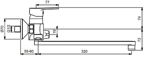 Смеситель для ванны с длинным изливом Vidima Hype хром BA400AA