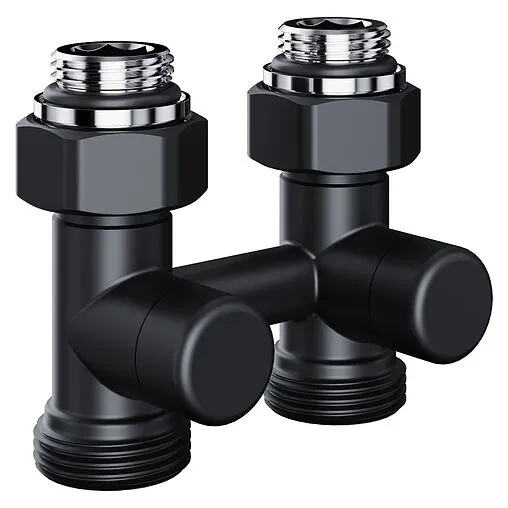 Узел нижнего подключения радиатора прямой ¾&quot;ек x ¾&quot;ек (½&quot;н) Royal Thermo Design черный RANDP11234BL