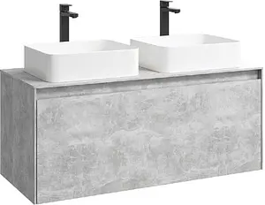 Тумба-умывальник подвесная Aqwella Mobi 120 бетон светлый MOB0112BS+MOB0712BS+641945+641945 Тумба-умывальник подвесная Aqwella Mobi 120 бетон светлый MOB0112BS+MOB0712BS+641945+641945, 1