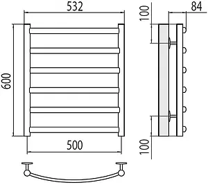 Полотенцесушитель водяной лесенка Terminus Атланта+ П6 500х600 полированная сталь 4670078529985, 2