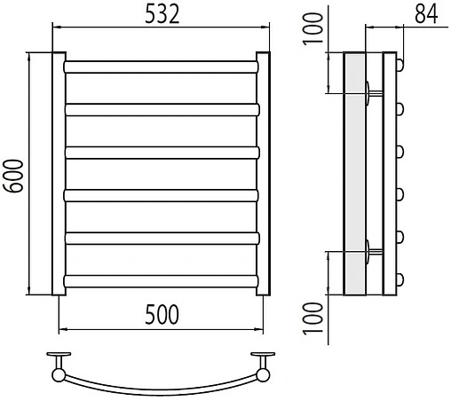 Полотенцесушитель водяной лесенка Terminus Атланта+ П6 500х600 полированная сталь 4670078529985