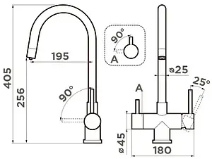 Смеситель для кухни Omoikiri Akita нержавеющая сталь 4994086, 2