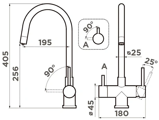 Смеситель для кухни Omoikiri Akita нержавеющая сталь 4994086