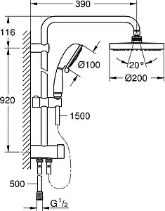 Душевая система без смесителя Grohe New Tempesta Rustic хром 26454001, 2