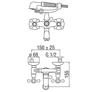 Смеситель для ванны Nobili Grazia бронза/белый GRC5001BR, 2