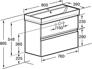 Тумба-умывальник подвесная Roca Oleta 80 белый глянец A857640806+3274C500Y Тумба-умывальник подвесная Roca Oleta 80 белый глянец A857640806+3274C500Y, 2