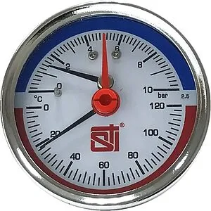 Термоманометр аксиальный STI 63мм 10 бар 120°С ½&quot; ТМА63-12-10УП, 1