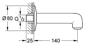 Излив для скрытого монтажа Grohe BauClassic хром 13258000, 2