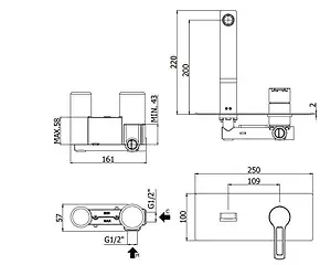 Смеситель для раковины из стены Paffoni Ringo хром RIN105CR, 2