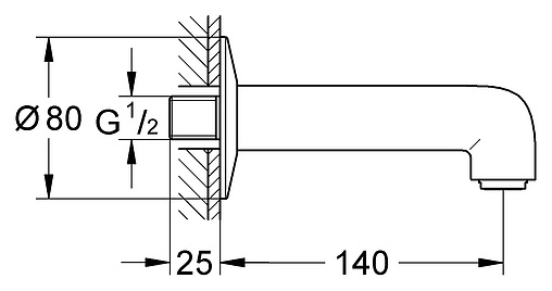 Излив для скрытого монтажа Grohe BauClassic хром 13258000